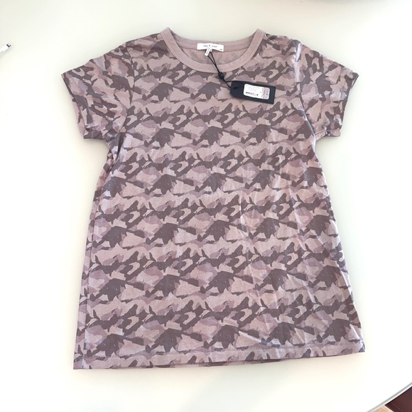 NEW Rag & Bone Pima Cotton Slub Jersey Buttery Soft Camo Print T-Shirt Top S - Picture 2 of 7